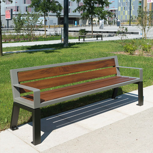 现代风格公共长椅 - ZÉO  - univers & cité | mobilier urbain - 木质 / 钢 / 带椅背