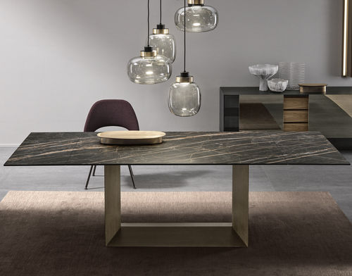 现代风格餐桌 - T5 E - TONELLI Design - 雾状玻璃 / 陶瓷 / 金属桌脚