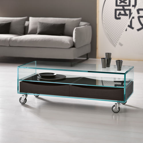现代风格茶几 - COMO' BASSO - TONELLI Design - 樱桃木 / 玻璃 / 皮质