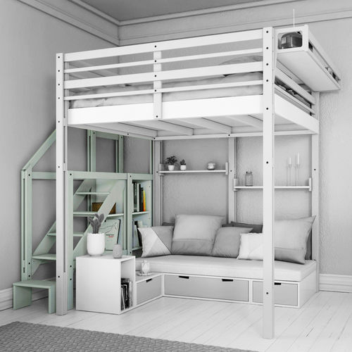 高架床 - HIS FIRST LOFT BED - ESPACE LOGGIA - 单人 / 现代风格 / 男女通用儿童