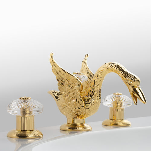 台盆混合水龙头 - C45-1301 CYGNE AIL&Eacute; - Cristal&Bronze - 台面 / 黄铜 / 金质