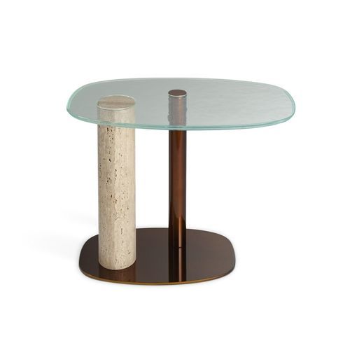 现代风格边桌 - SILO - ROCHE BOBOIS - 玻璃 / 镀铬金属桌脚 / 家用