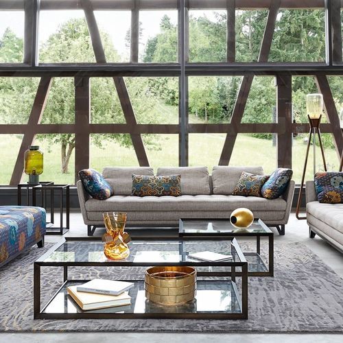 现代风格玄关桌 - METALLICA - ROCHE BOBOIS - 玻璃 / 钢座桌脚 / 长方形
