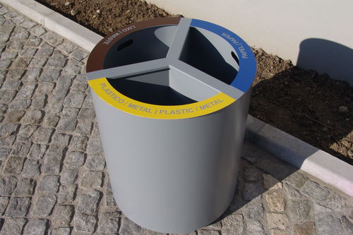 公共垃圾桶 - LECA - EUROBOLLARD - 垃圾分类 / 金属 / 无盖