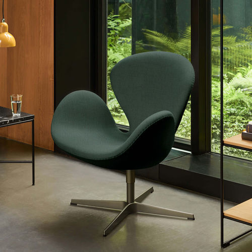 现代风格扶手椅 - SWAN™ - Fritz Hansen - 皮质 / 布料 / 红色