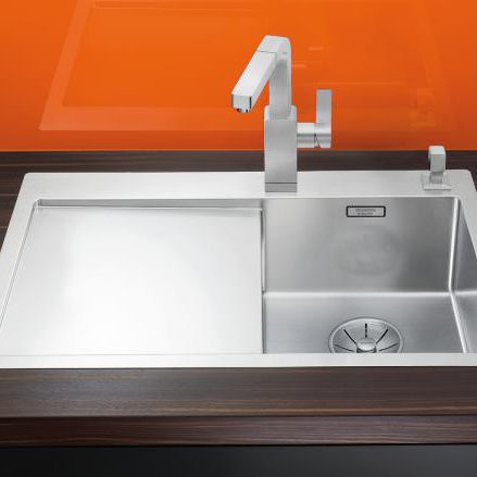 单槽厨房水槽 - CLARON 4 S-IF - BLANCO GmbH + Co KG - 带沥水架 / 不锈钢 / 嵌入式
