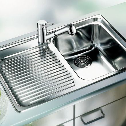 单槽厨房水槽 - CLASSIC 4 S - BLANCO GmbH + Co KG - 带沥水架 / 不锈钢 / 嵌入式
