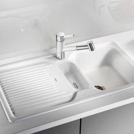 单槽厨房水槽 - CLASSIC 5 S - BLANCO GmbH + Co KG - 带沥水架 / 复合材料 / 嵌入式