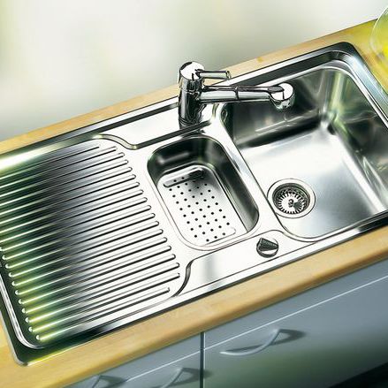 双槽厨房水槽 - CLASSIC 6 S - BLANCO GmbH + Co KG - 带沥水架 / 不锈钢 / 嵌入式