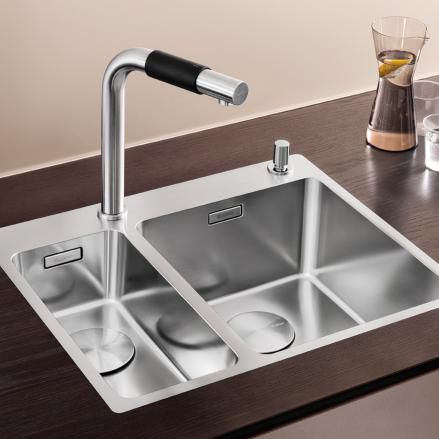 双槽厨房水槽 - ANDANO 340/180-IF/A - BLANCO GmbH + Co KG - 无排水板 / 不锈钢 / 嵌入式