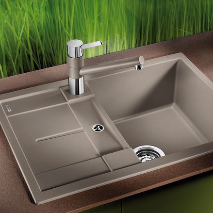 单槽厨房水槽 - METRA 45 S COMPACT - BLANCO GmbH + Co KG - 带沥水架 / 复合材料 / 嵌入式