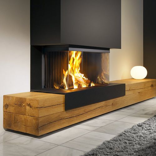 燃木壁炉 - KALFIRE W90/47S - Kalfire Fireplaces - 嵌入式 / 3面 / 炉膛封闭式