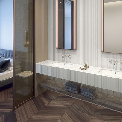 双洗手盆台面 - Silver Linear - CORIAN - Corian®可丽耐 / 定制 / 专业