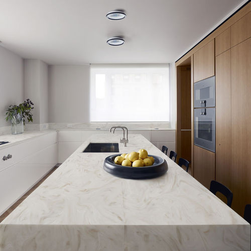 Corian®可丽耐厨房台面 - Sand Storm - CORIAN - 白色 / 棕色 / 方形边