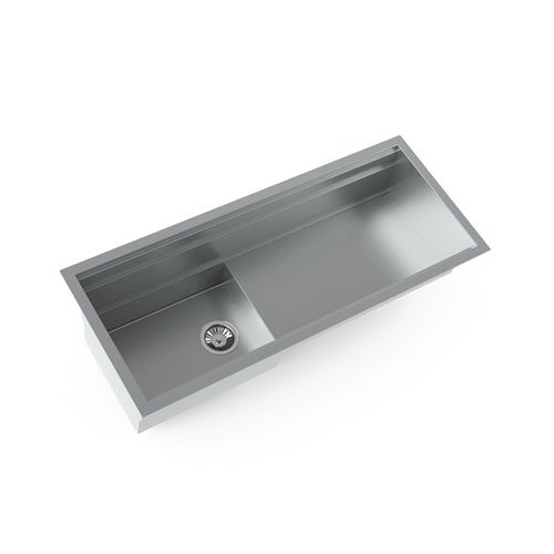 单槽厨房水槽 - NEWORK L1100 P - STEEL TIME SRL - 带沥水架 / 不锈钢 / 嵌入式