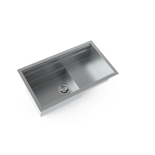 单槽厨房水槽 - NEWORK L800 P - STEEL TIME SRL - 带沥水架 / 不锈钢 / 嵌入式