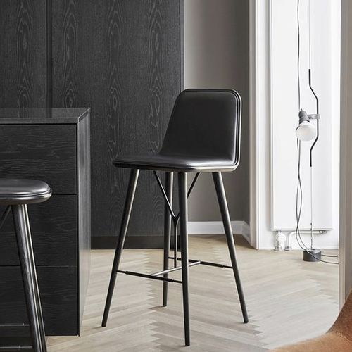 北欧风格吧椅 - SPINE - Fredericia Furniture - 室内 / 皮质 / 栎木