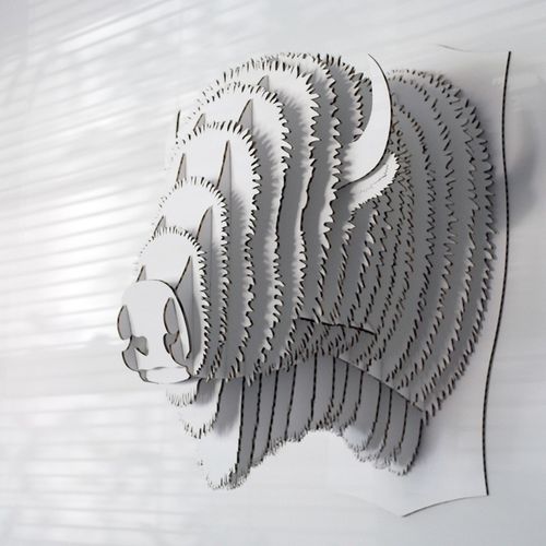 硬纸板雕塑 - BILLY BISON HEAD  - cardboard safari - 墙面