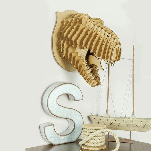 硬纸板雕塑 - REX T-REX HEAD - cardboard safari - 墙面