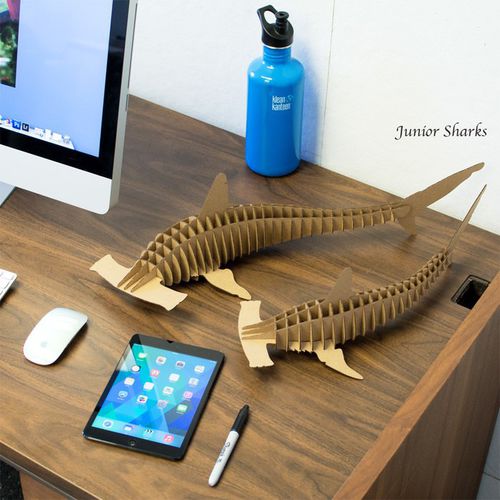 硬纸板雕塑 - SYD & MEL SHARK SET - cardboard safari - 墙面