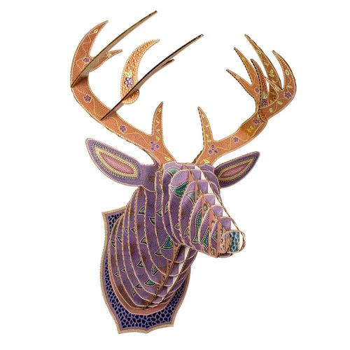 硬纸板雕塑 - LEAH YELLOWBIRD PATTERN ANIMAL HEADS - cardboard safari - 墙面