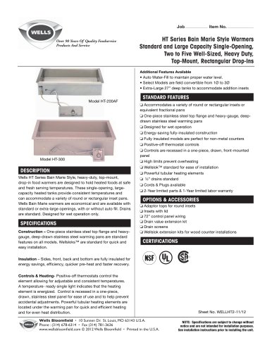 Bain Marie Style Warmers:HT200_HT500
