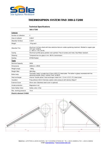 FINO THERMOSIPHON SYSTEM DATASHEET 300-2-T200