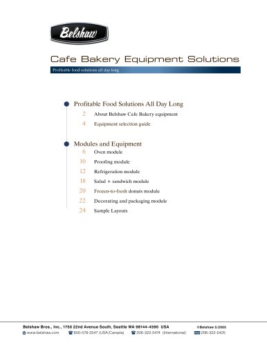 Belshaw Cafe Bakery Equipment Solutions- product guide North America