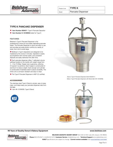 Type K Pancake Dispenser