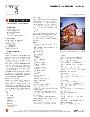 MANUFACTURED MASONRY