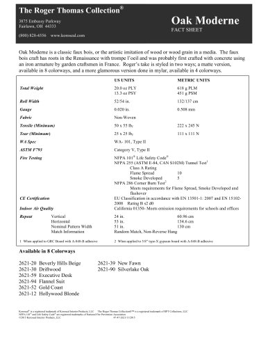 Oak Moderne FACT SHEET