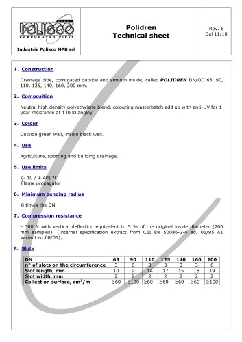 Polidren Technical sheet