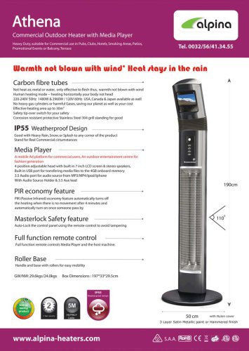 commercial outdoor heater with media player