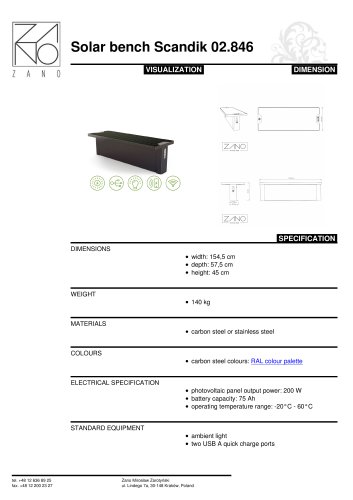 Solar bench Scandik 02.846