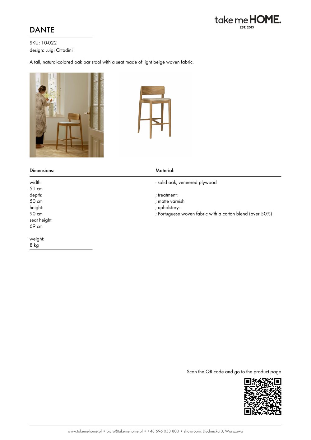 Dante - Product Sheet - take me HOME.