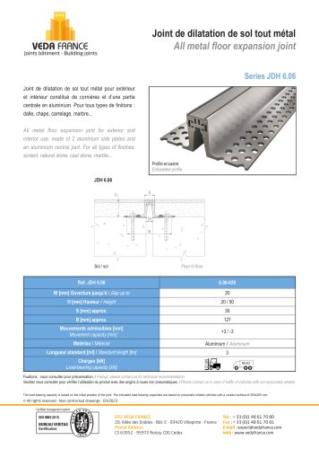 All metal floor expansion joints - JDH 6.06