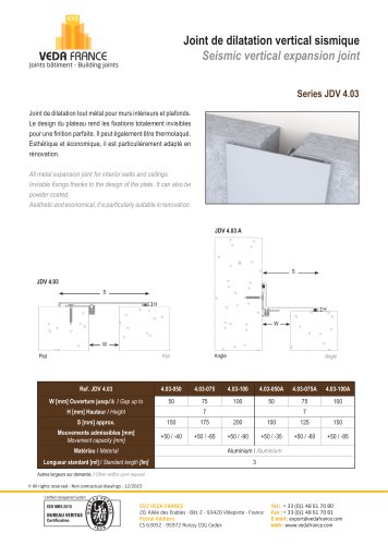 Seismic vertical expansion joints - JDV 4.03