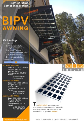 BIPV-Solar Photovoltaic Awnings