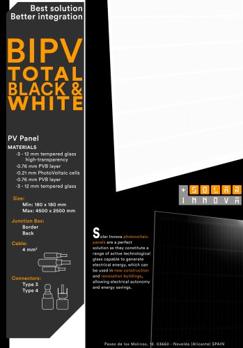 BIPV-Solar Photovoltaic Panels-Colors-Black & White
