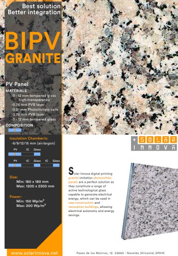 BIPV-Solar Photovoltaic Panels-Colors-Granites