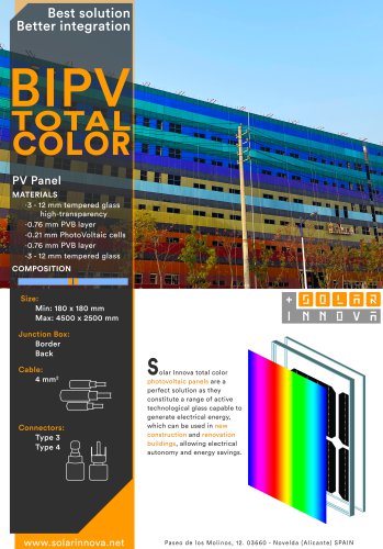 BIPV-Solar Photovoltaic Panels-Colors-Total