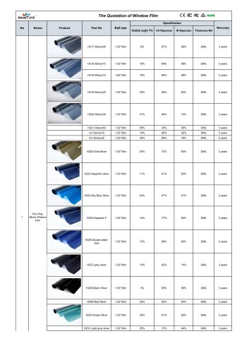 Window Film List-InnoTint