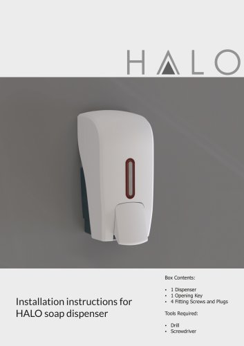 Installation instructions for HALO soap dispenser