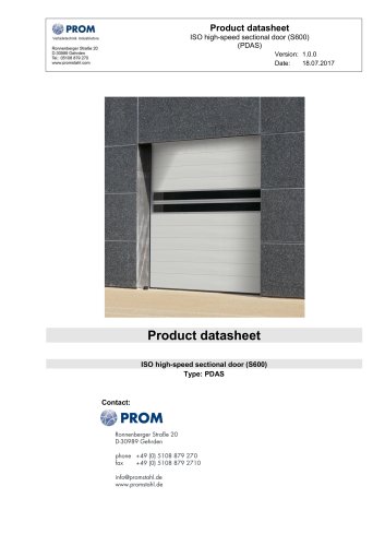 Product datasheet - ISO high-speed sectional door (S600) (PDAS)