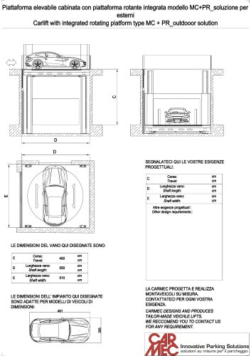 CAR LIFT WITH ROTATING PLATFORM MCPR