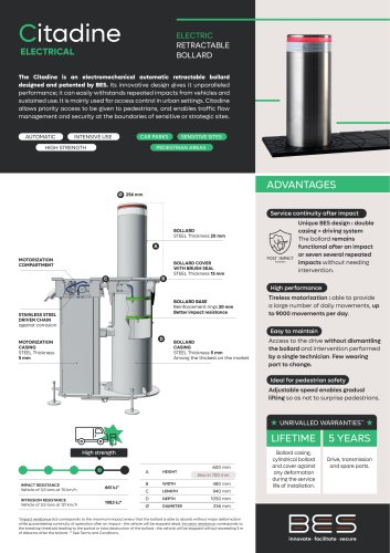 CITADINE 600 Electromechanical retractable bollard