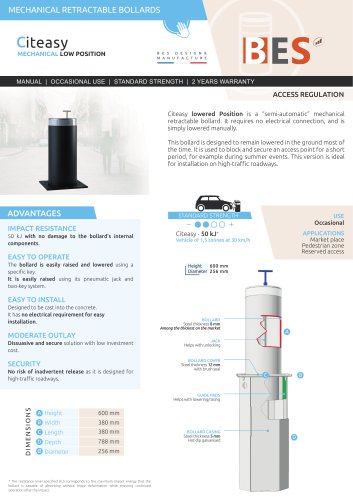 CITEASY LOW POSITION Mechanical retractable bollard
