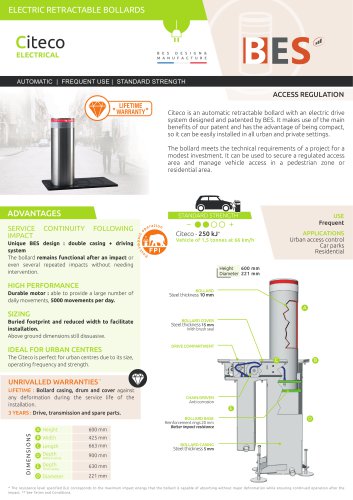 CITECO Electromechanical retractable bollard