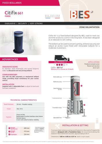 CITIFIX 661 Anti-ram fixed bollard