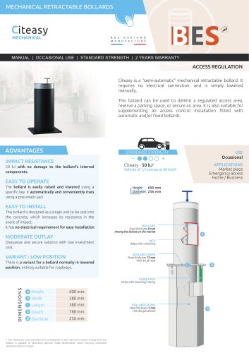 Technical sheet_CITEASY Mechanical retractable bollard